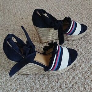 SPLENDID Barke Navy Combo Espadrille Wedges size 8M